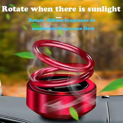 Solar Rotating Car Air Freshener Perfume Solar Auto Rotation Double Ring Suspension Essential Oil Diffuser Accessorie Car Interior Aromatherapy