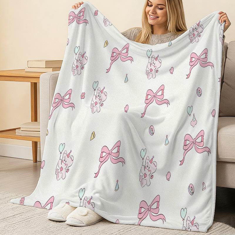 Soft Flannel Fleece Blanket – Little Elephant Series, Breathable Cozy Warm Throw for Home Lounge, Couch Naps, Halloween & Christmas