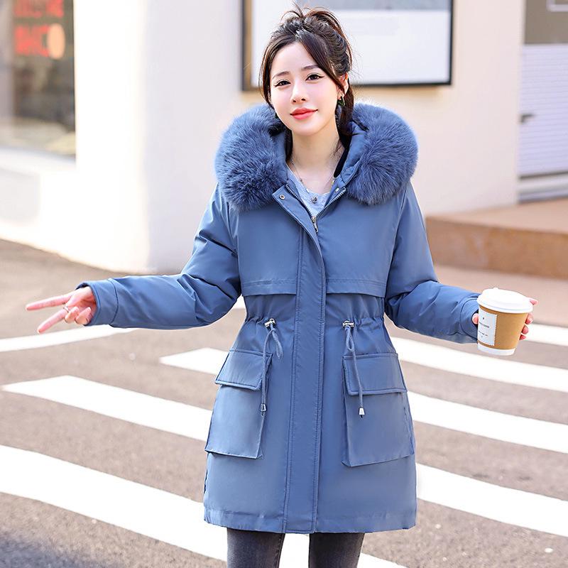 

Women s Mid-Length Parka with Removable Lining and Collar - Versatile Three-in-One Winter Coat, Stylish Waist-Hugging Cotton-Padded Design. XXL