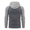 Men's Casual Patchwork Color Small Square Grid Hoodie Slim Fit Top Winter Round Neck Sweatshirts