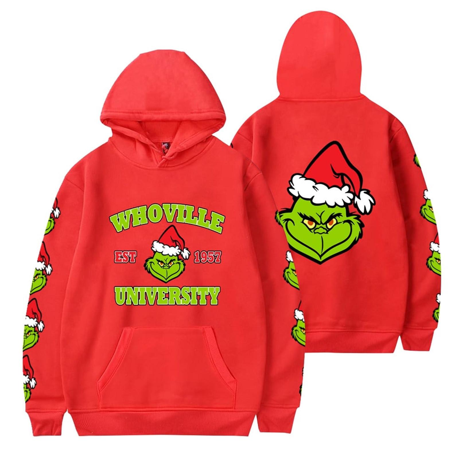 

Модный свободный мужской и женский свитер с капюшоном с длинным рукавом и принтом S красный