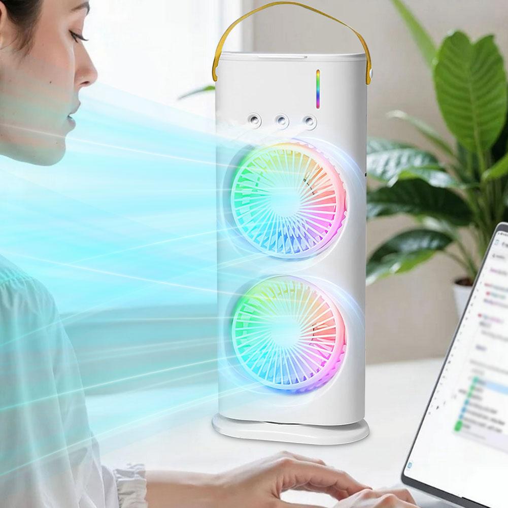 Evaporative Air Cooler 3 Speeds Humidifier Fan LED Night Lights Small Cooling Fan for Room Bedroom Office