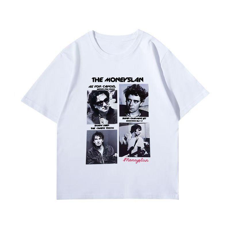 Summer American Trendy Brand Retro Band Portrait Printing Short-sleeved T-shirt Men and Women Niche Loose Casual Versatile