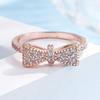 Lovely Bow Ring for Women Rose Gold with Clear Cubic Zirconia Pave Bridal Statement Anniversary Engagement Wedding Promise Romantic Band Ring