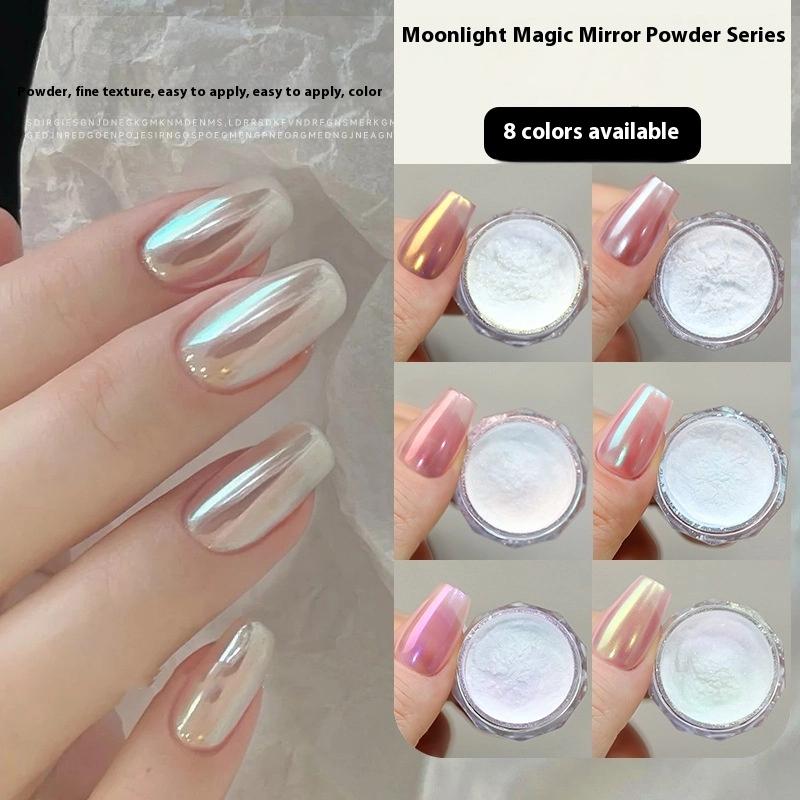 Aurora Moonlight Chrome Nail Powder High-Gloss Mirror Fine Glitter Pigment Manicure Aurora Pearl Rubbing Dust Chrome Nails