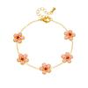 316L Stainless Steel Pink Oil Drop Peach Blossom Flower Bangle Bracelet For Women Lady Fashion New Luxury Jewelry Gift Party