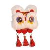 Red Lion Dance Tassel Hair Clip - Chinese New Year Hanfu Accessory for Women