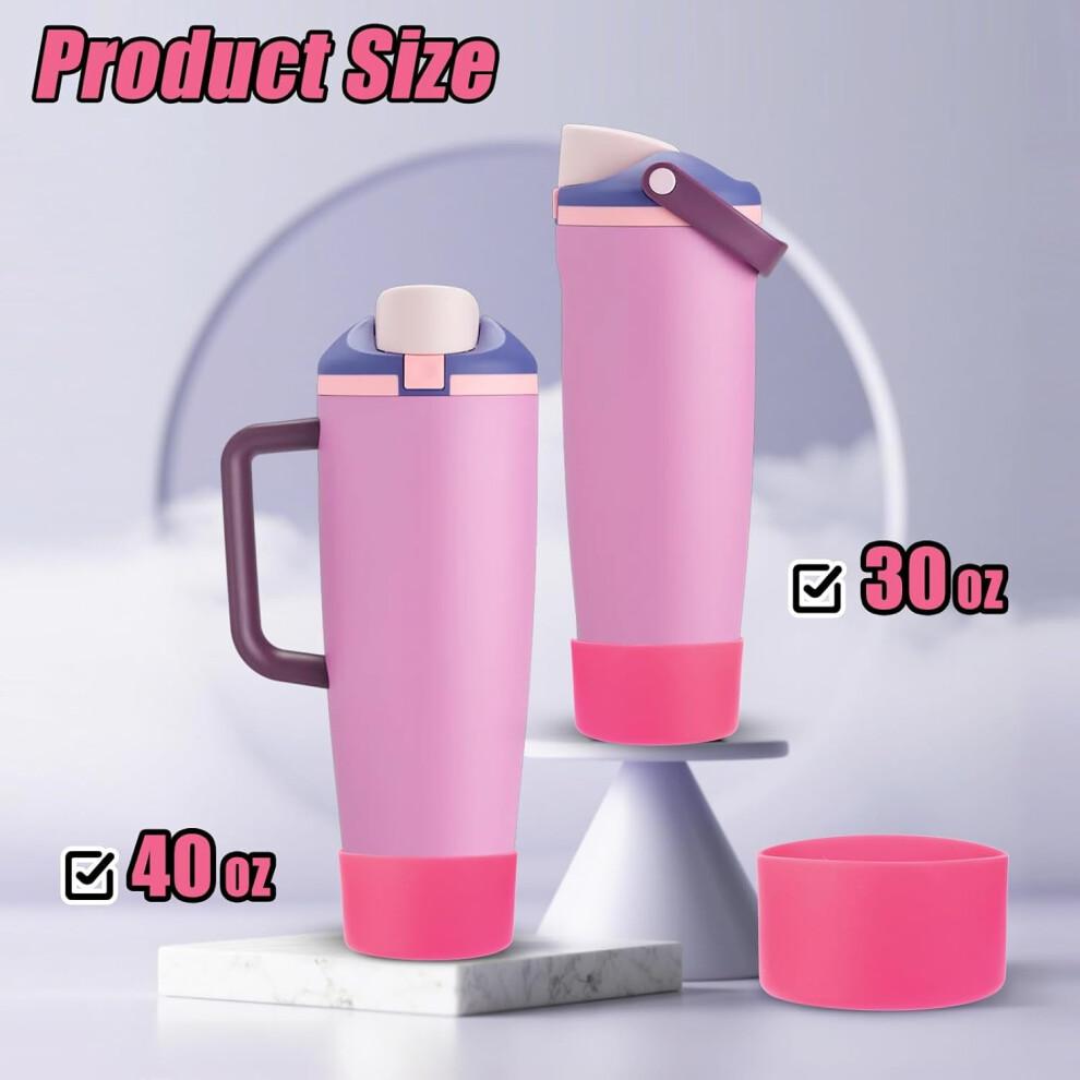 2Pcs Silicone Boot for Owala 30oz & 40oz FreeSip Sway Bottles & Tumblers, Accessories for Owala - Rose red