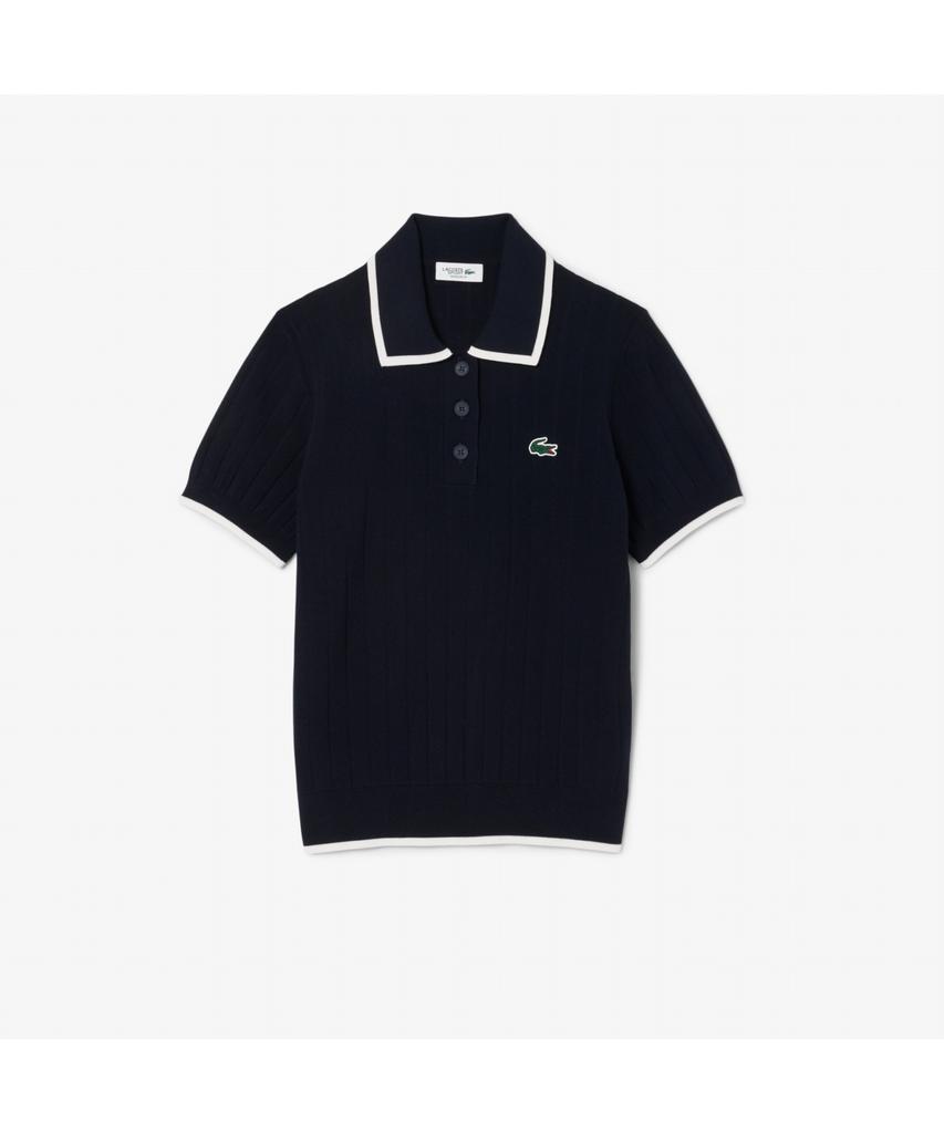 LACOSTE Women'S Golf Color Tipping Short Sleeve Sweater Polo Shirt Af9430-55N Hhw