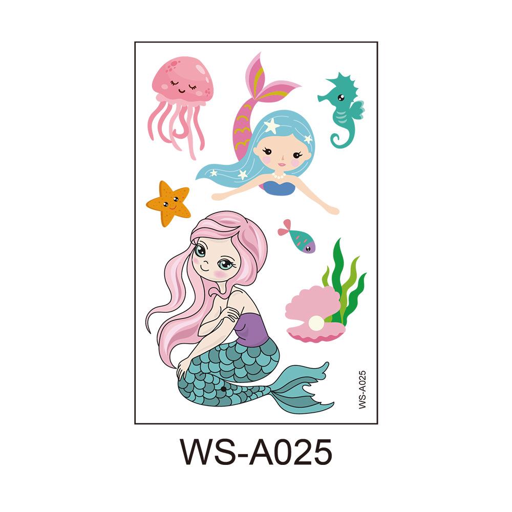 Waterproof Cartoon Princess Tattoo Set - Mermaid Theme for Kids