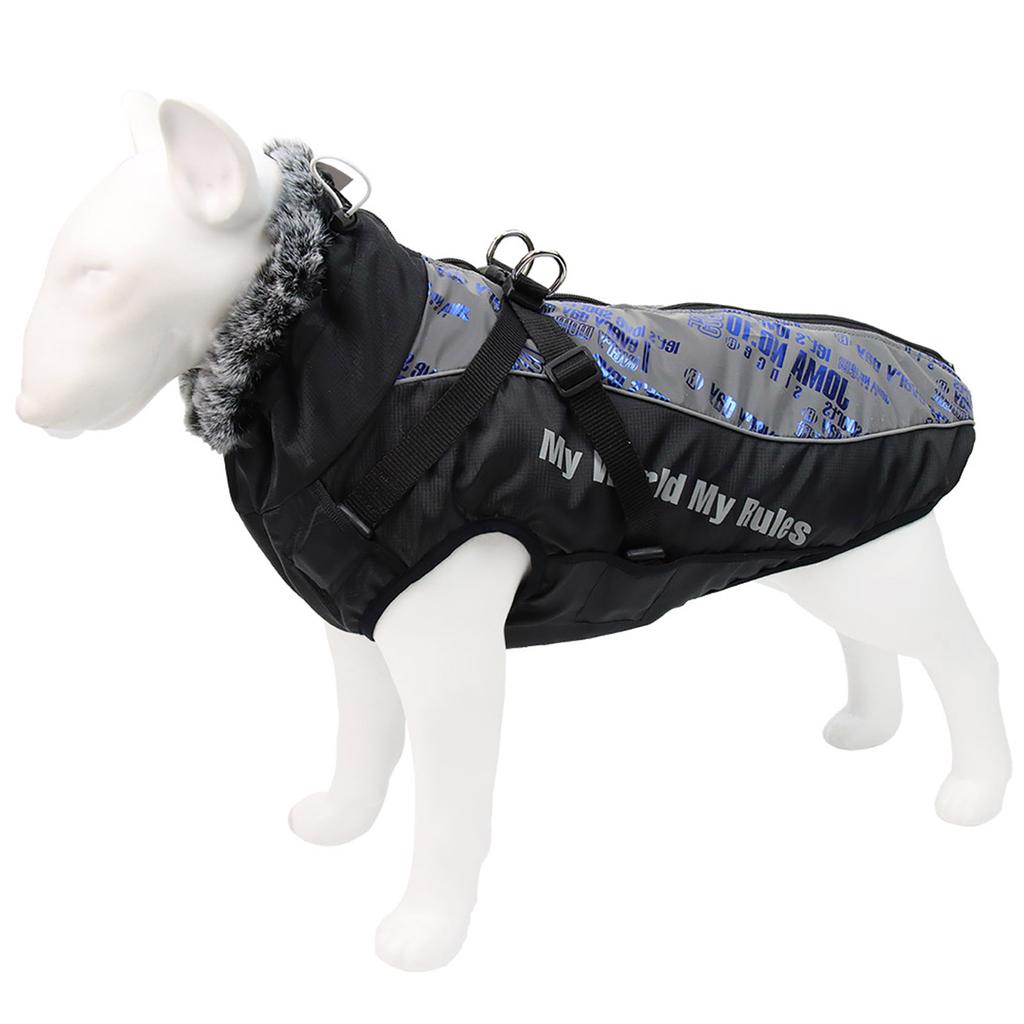 Reflective Dog Vest For Walking At Night Waterproof Dog Coat Winter Dog Clothes Jacket Pet Dog Coat With Harness