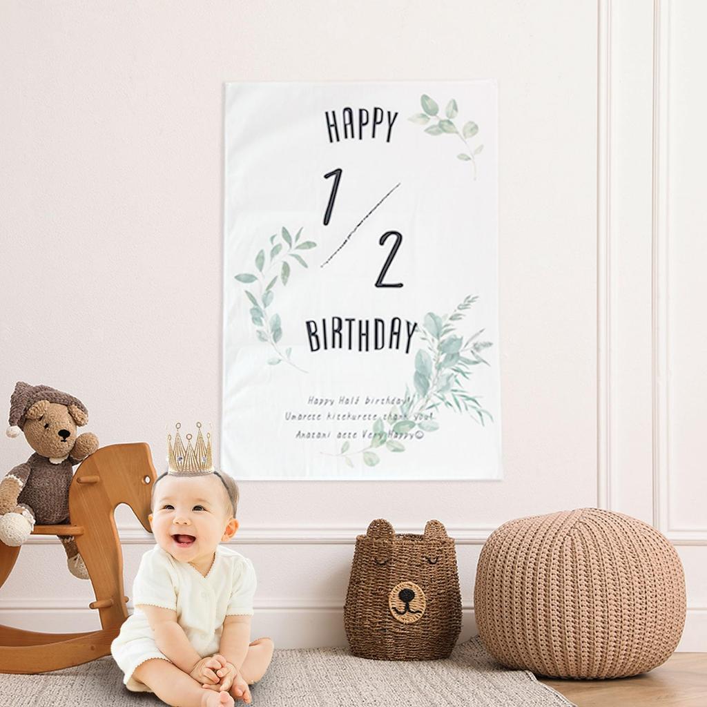 [TOKYO ART] Newborn Baby Crown Birthday Tapestry Set Birthday Decoration Hair Accessory Tiara Crown Costume Monthly Photo Kids Birthday First