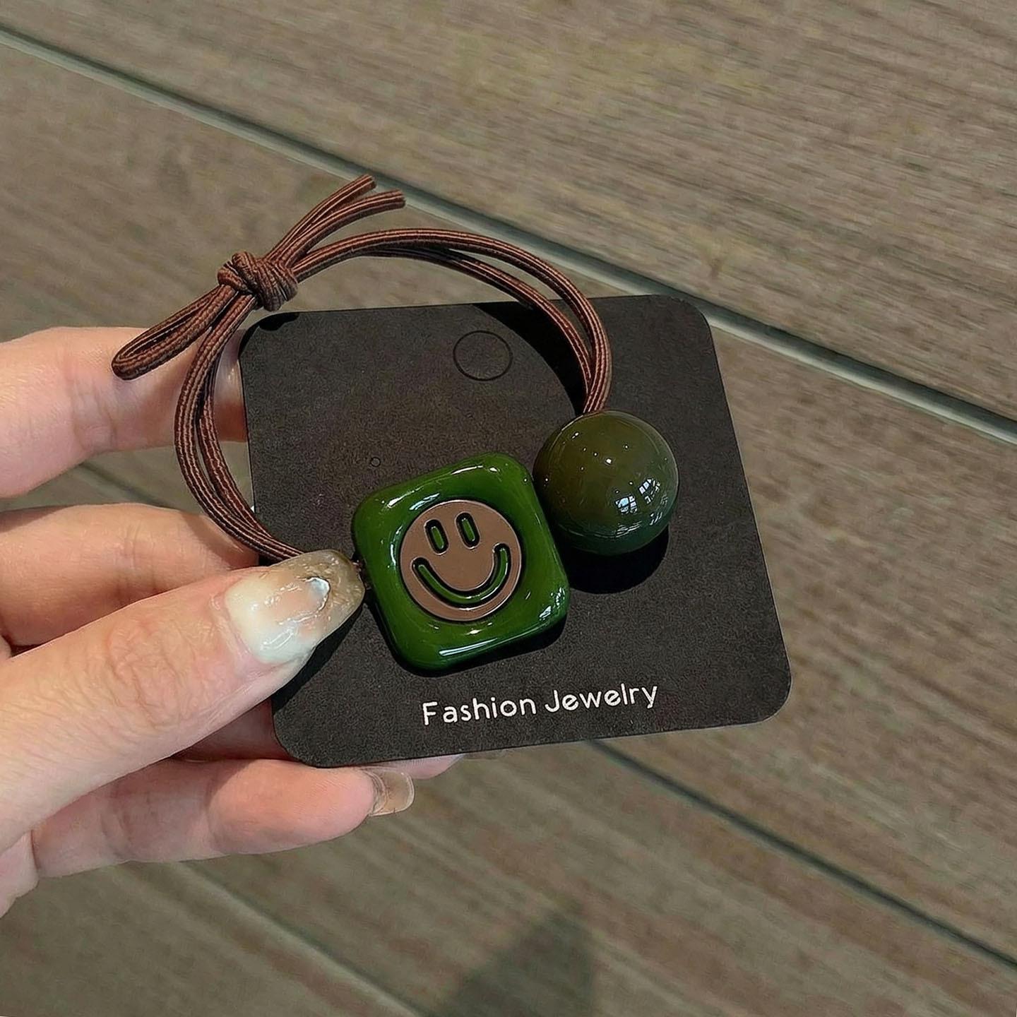 

Двухрядный ободок для волос в стиле ретро с зеленым жемчугом и рисунком в виде собаки и любви