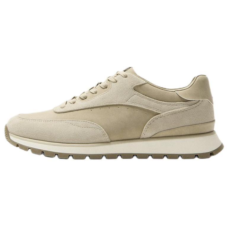 ZARA Fashion Round Toe Suede Leather Layered Sneakers Men sneakers Beige 12338520102