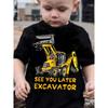 Children's T-shirt with excavator print, fashionable cartoon short-sleeved T-shirt, stylish, comfortable and casual