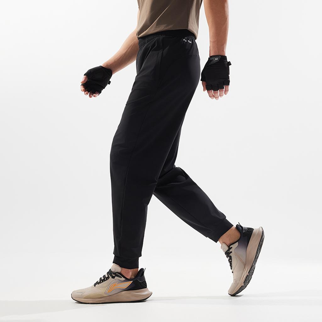 Li Ning Fitness Series Solid Color Casual Simple Cuffed Knitted Sports Pants Men Pants Black AKYV031-1