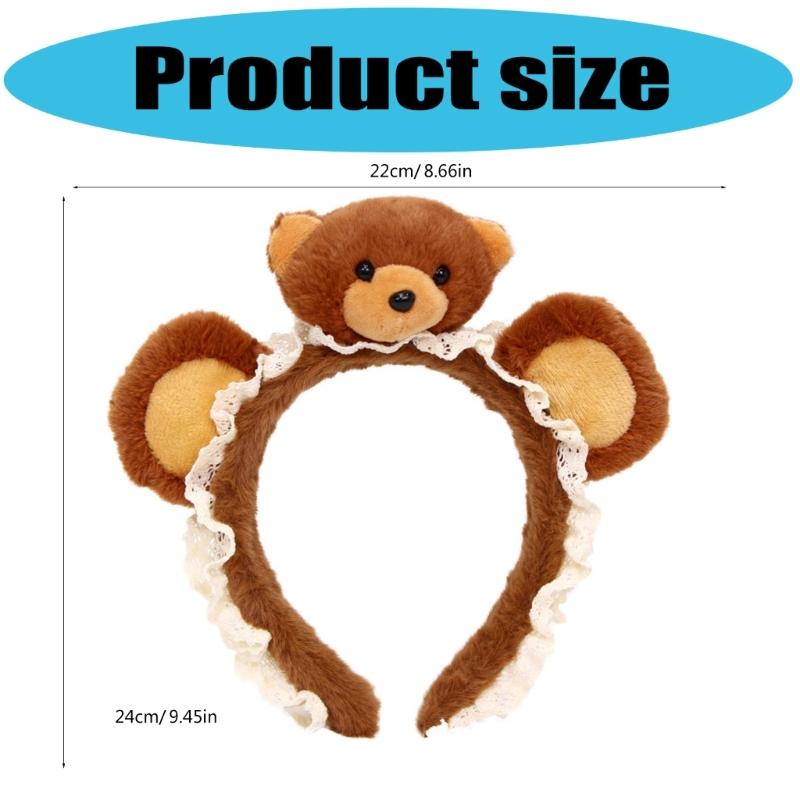 Soft Plush Lace Bear Headwear For Kids Comfortable Hairband Lightweight Hair Accessory For Sensitive Skin