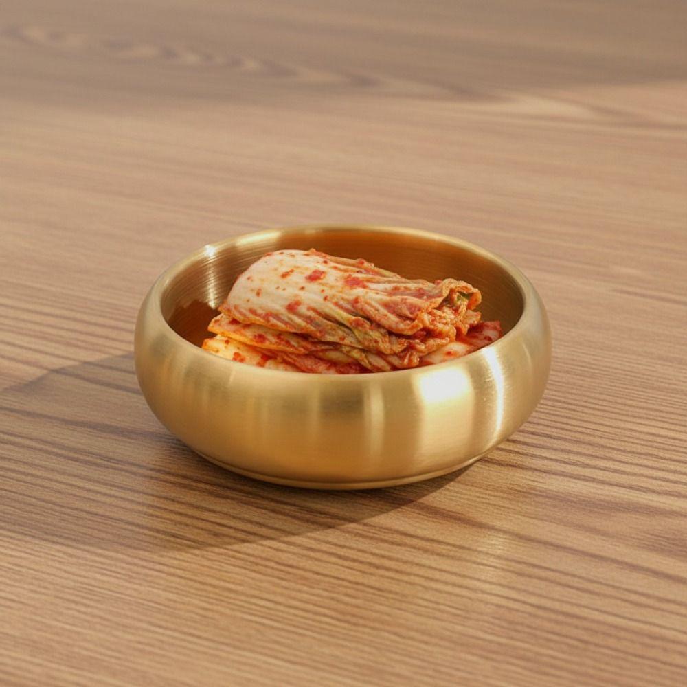Double-Layer Korean Stainless Steel Rice Bowl Heat Insulated Kimchi Bowl Soup Bowls  Children