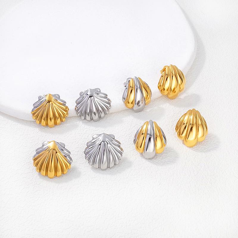 Versatile Gold-Plated Titanium Steel Stud Earrings - Light Luxury Retro Style for Women