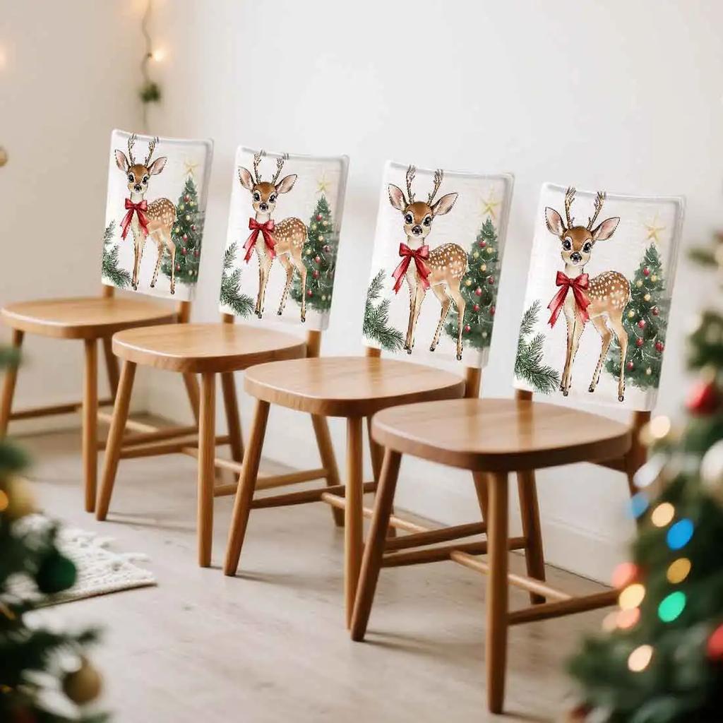 2/4/6pcs/set 45x55cm Christmas Deer Chair Cover Table Decoration Dining Seat Chair Covers Dining Room Bar Party Banquate