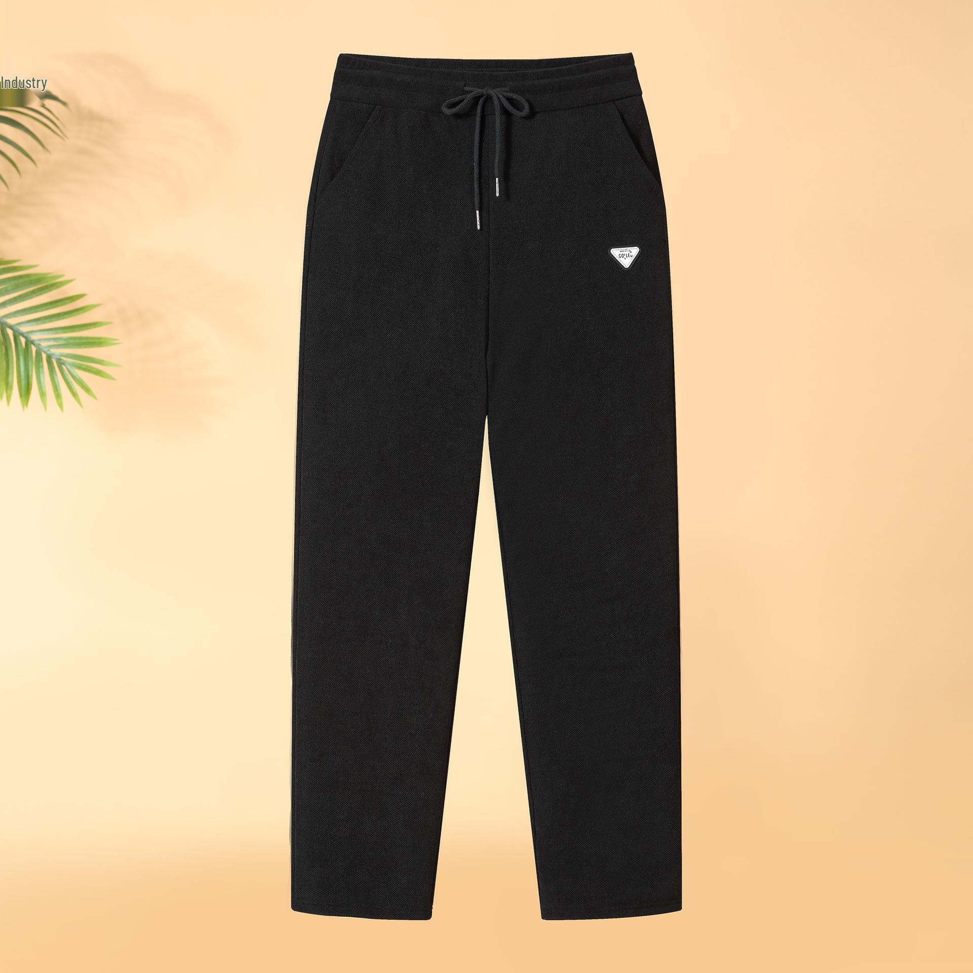 

2025 High-Waist Winter Cotton Pants: Plus Velvet, Thickened, Warm Straight-Leg for Middle-Aged & Elderly Women 4XL for 130-145 jin чорний