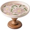 BRWooden Pallet High-sided Cake Plate Porcelain Plate Pink Flowers Fruit Tray Retro Desktop Storage Tray  Kitchen OrganizerEY