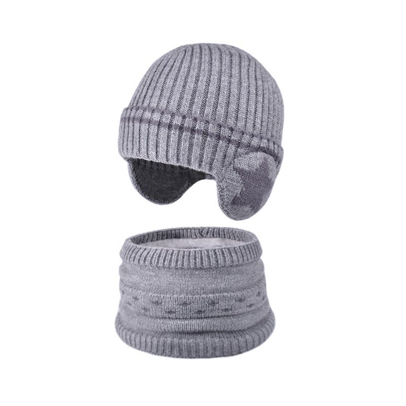 

Childrens Knitted Hat And Scarf Set With Fleece Lining For Winter Warmth And Windproof Protection