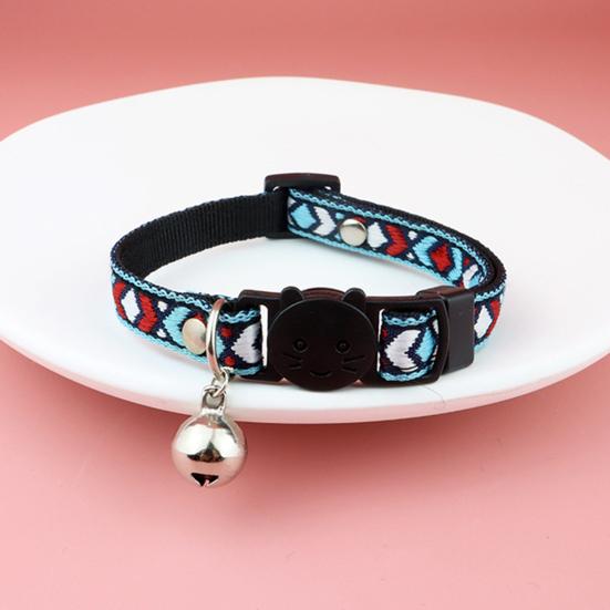 Yousheng Pet Necklace Colorful Grids Pattern Anti-suffocation Fine Workmanship Breakaway Pet Cats Collars with Bell for Valentines Day