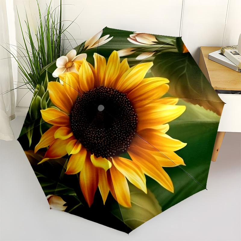 1pc Sunflower Garden Bloom Umbrella with Plastic Handle,Suitable for All Seasons Home Travel Outdoor UmbrellaB1614