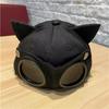 Cat Ears Aviator Hat with Sunglasses - Duckbill Baseball Cap & Russian Cat Sun Hat