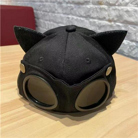 Cat Ears Aviator Hat with Sunglasses - Duckbill Baseball Cap & Russian Cat Sun Hat