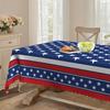 Stars And Stripe Holiday Table Cover Waterproofs Polyester Dining Tablecloth For Holiday Parties Picnics