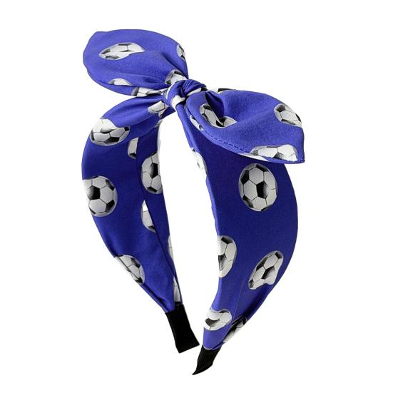 

Women Headband Wide Brimmed Design Soccer Patterm Bow Knot Headband Anti-Slip Treatment Face Slimming Hair Hoop Sports Accessory синій
