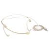 Beige 3.5mm Jack Male Screw Lock Binaural Hanging Microphone for Bodypack Transmitter