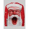 Men's casual long-sleeved T-shirt Santa Claus with white beard and white hair wearing glasses, versatile