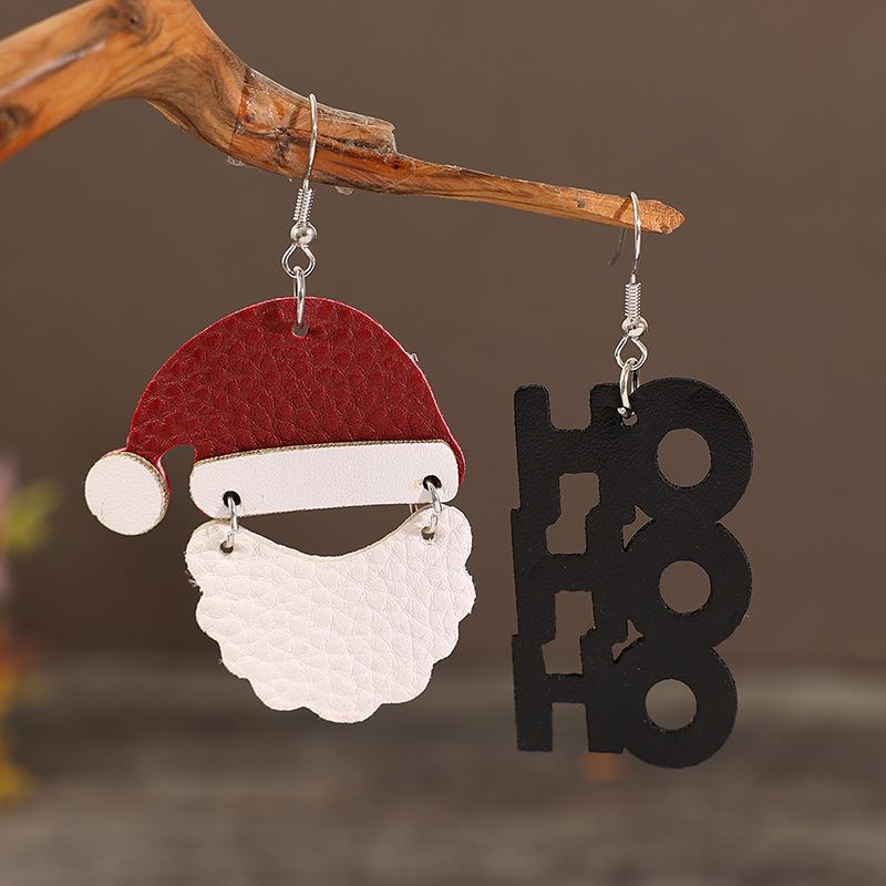 Retro Weihnachtsohrringe mit Weihnachtsmann, weißem Bart und Mütze