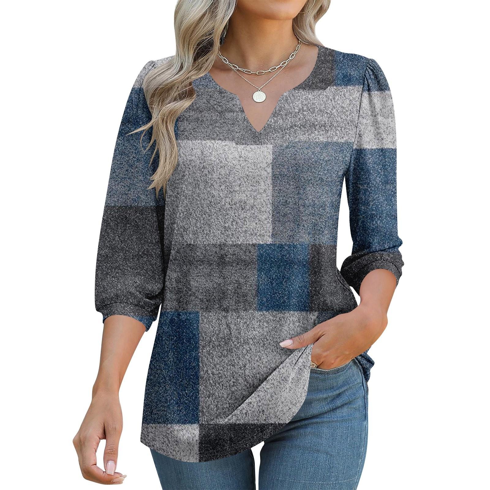 

Women s 3/4 Sleeve Shirts Graphic Tees Shirts Casual Basic Tops Pullovers XL синій