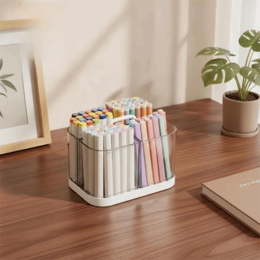Stackable Clear Pen Holder Divided Pencil Organizer Stationery Organizer  Office Workers