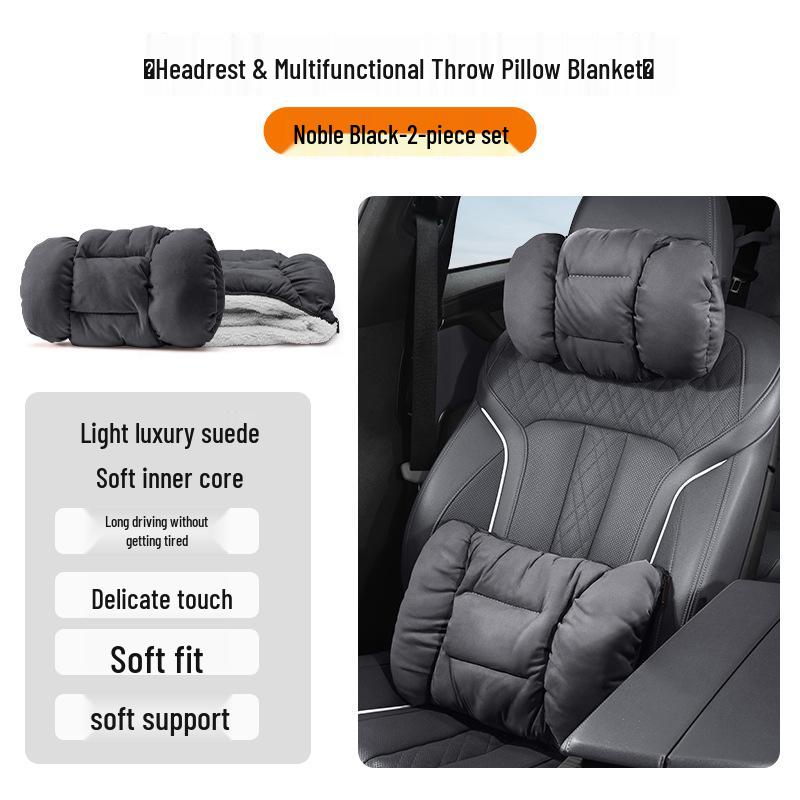 Winter Headrest & Lumbar Support Pillow for AITO M7/M9/M5 - Plush Lambswool Two-in-One Blanket