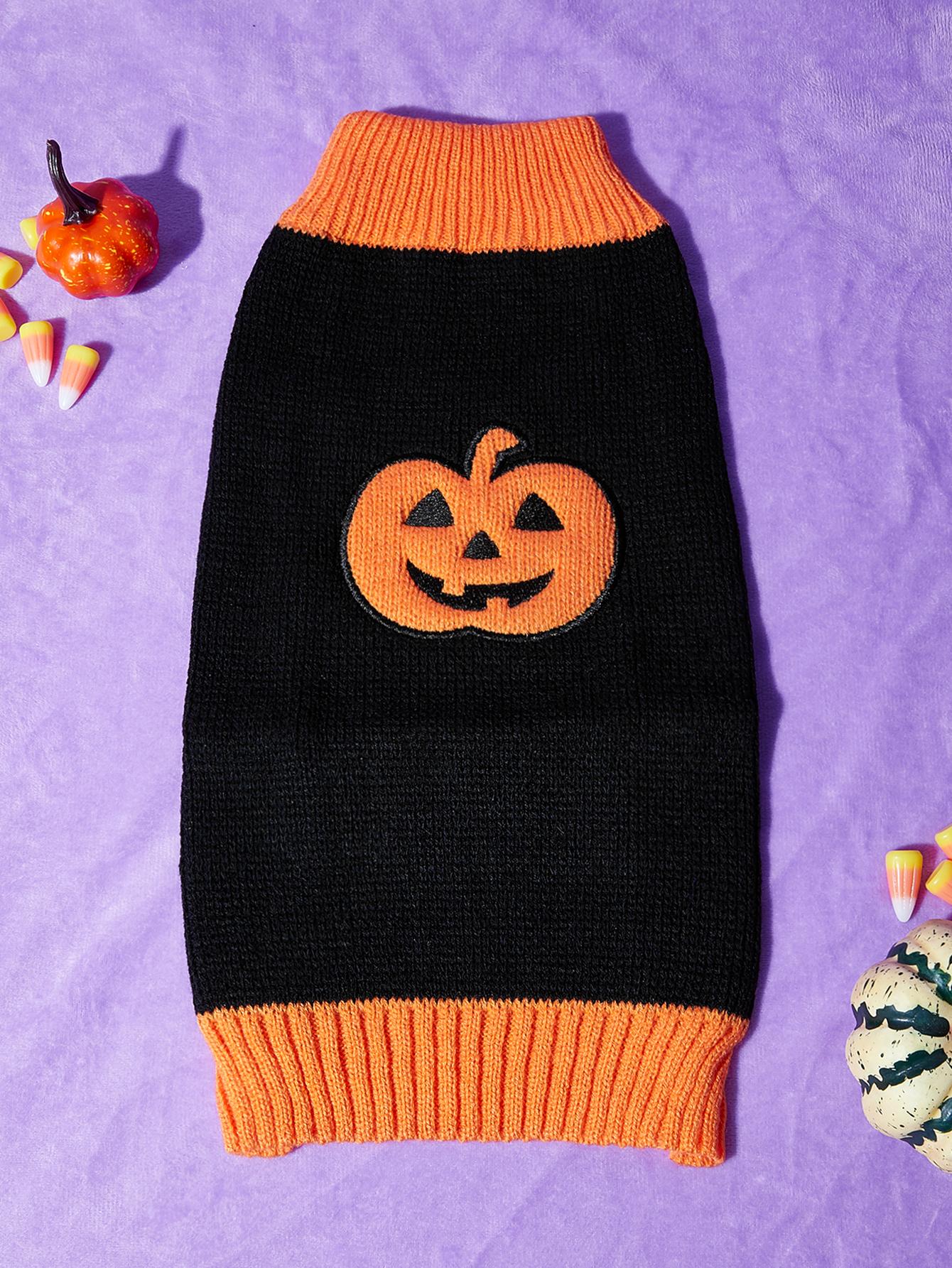 

Pet Clothes The Halloween Pumpkin Cat Dog Sweater, Dog Knitwear, Dog Apparel, Pet Sweatshirt XS（old） чёрный