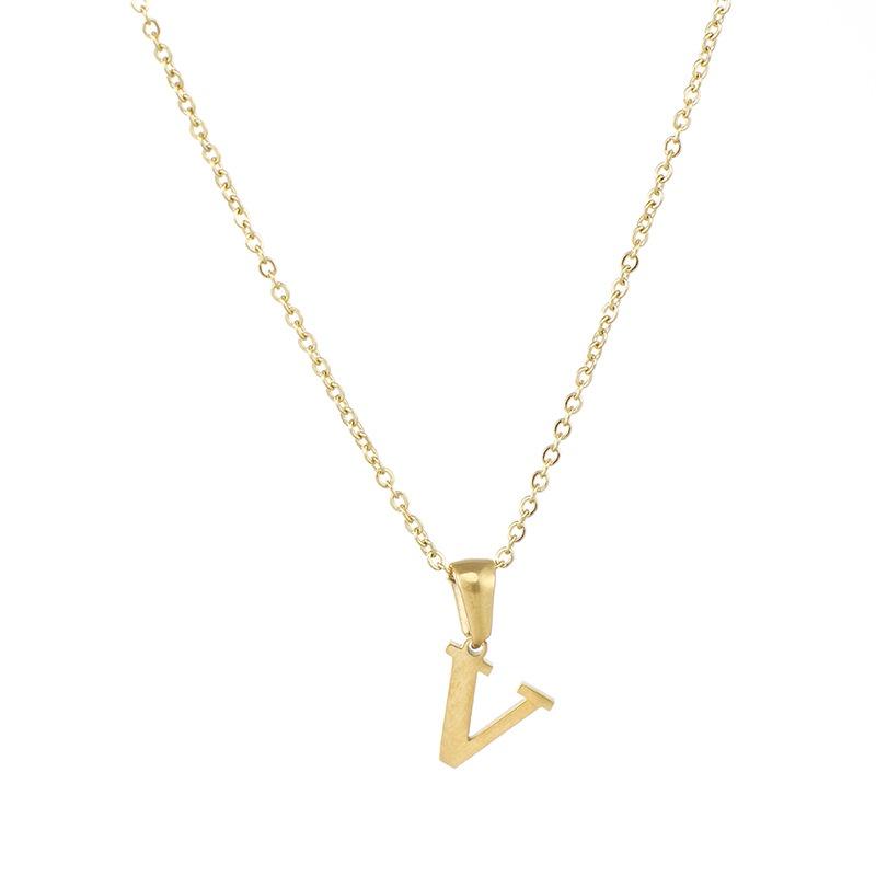 Fashionable 18k Gold Stainless Steel Mini Letter Necklace For Women Trendy Titanium Steel Pendant Necklace