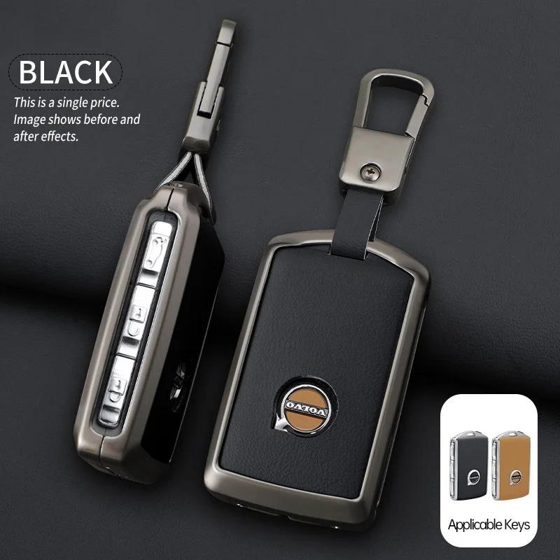AABBJ1 1Pz Custodia Premium in Lega di Zinco+Pelle Portachiavi per Volvo XC40 XC60 XC90 S60 S90 V50 V70 V90 V60 V40 S80 EX30 Antipolvere Ricambi Auto