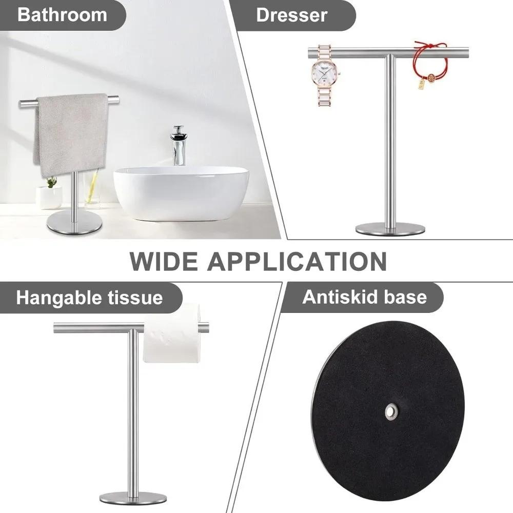 New Stainless Steel Towel Rack Movable Modern Style T-Shape Holder Multi-Purpose Rustproof Display Stand Kitchen