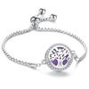 Crystal Rhinestone Aromatherapy Tree of Life Bracelet - Adjustable Titanium Steel with Essential Oil Compartment.