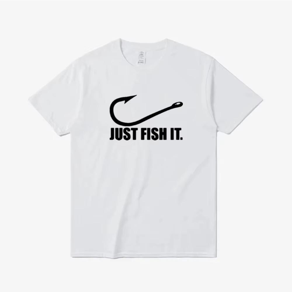 Funny Love Fishing Sporty T Shirt Men Women Just Fish It Funny T-Shirt Short Sleeves Hip Hop O-Neck Cotton T Shirt Oversized Tee