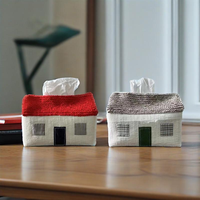 1PC Fabric Tissue Bag Kitchen Acceesories Small House Tissue Bag Cartoon Tissue Cover Thickening 15x12.5cm