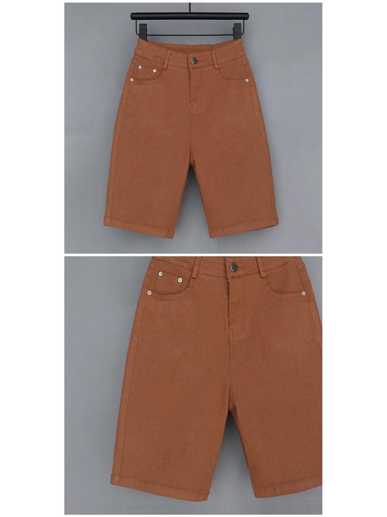 Women's Korean Style High-Waisted Straight-Leg Denim Pants - Versatile, Casual, Stretch for Cycling and Everyday Wear