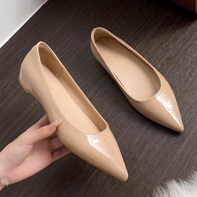 Fashion Elegant OL Ladies Dress Work Shoes Woman Nude Flats Ballet Pointed Toe Elevate Loafers Female Ballerinas Slip On Mocasines Mujer