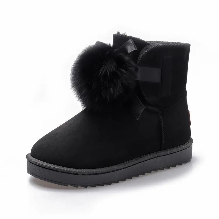 High Quality Women Natural Real Fox Fur Snow Boots Genuine Leather Fashion Women Boots Warm Female Winter Shoes