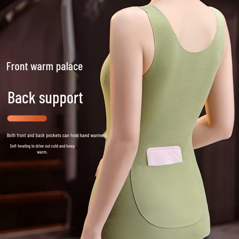Women's Thermal Fleece Vest with Double Pockets - Seamless, Warm, and Protective Base Layer